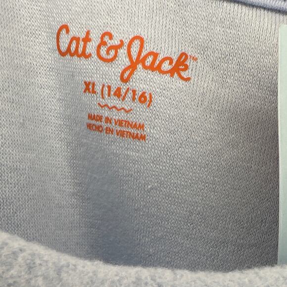 Cat & Jack Girls' Crewneck Soft Fleece Sweatshirt Blue Size X-Large (14/16) New - Picture 7 of 9